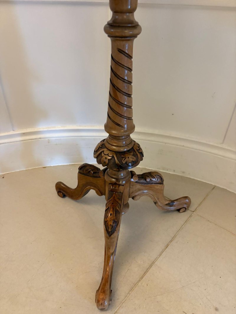 Antique Victorian Quality Burr Walnut Lamp Table - Image 9